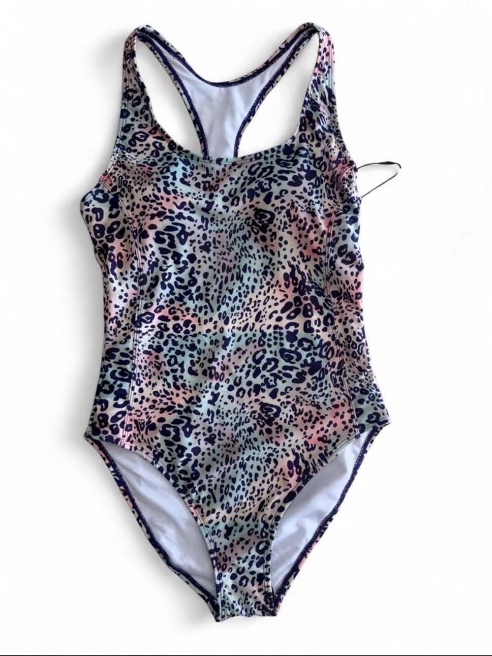 Nicole Miller Leopard Print One-Piece Swimsuit in Pastel Rainbow